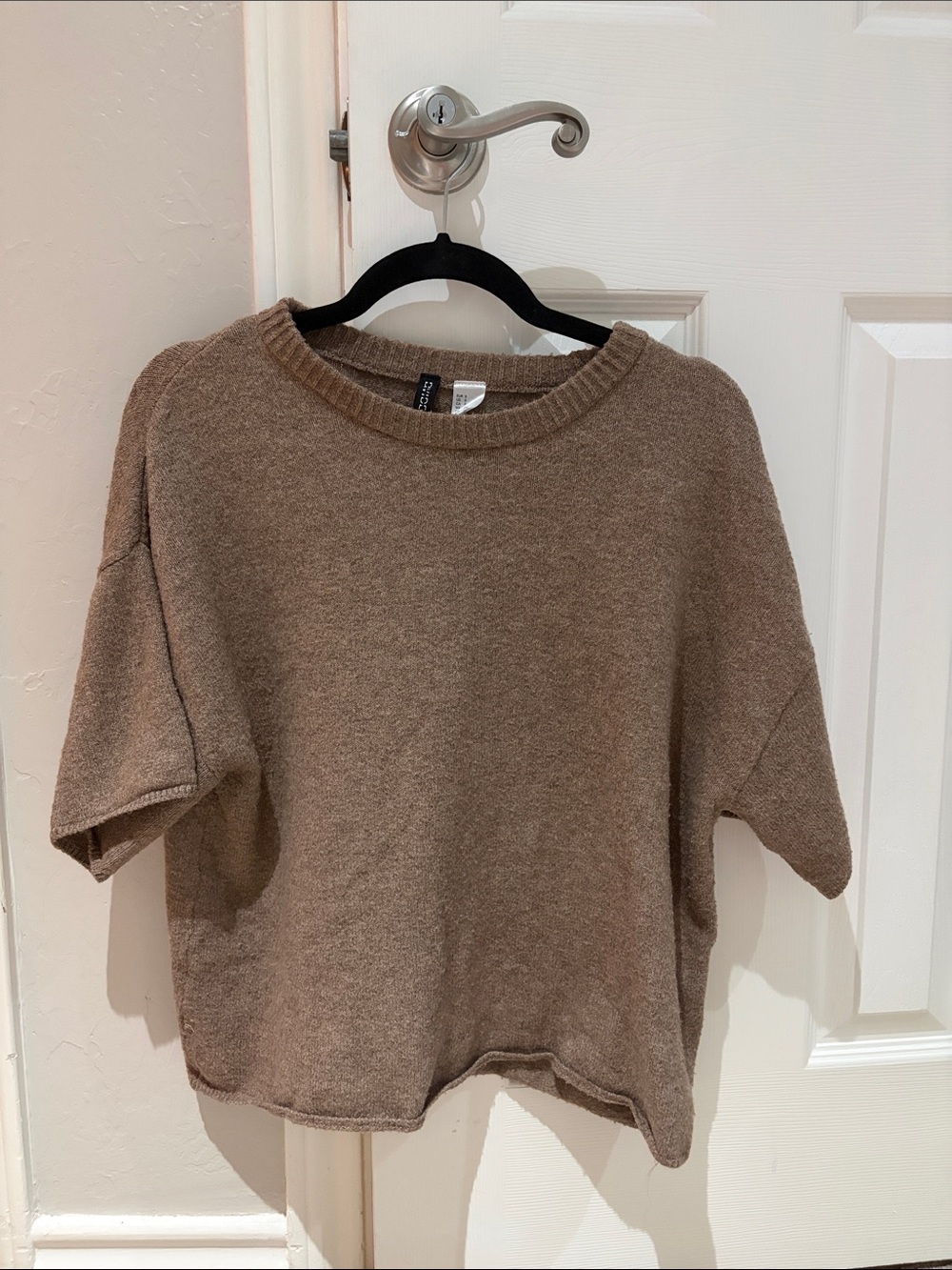 Relaxed Short-Sleeve Crewneck Sweater